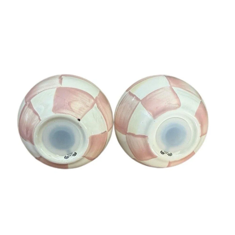 Mackenzie Childs Rosy Check Salt & Pepper Shakers New in Box